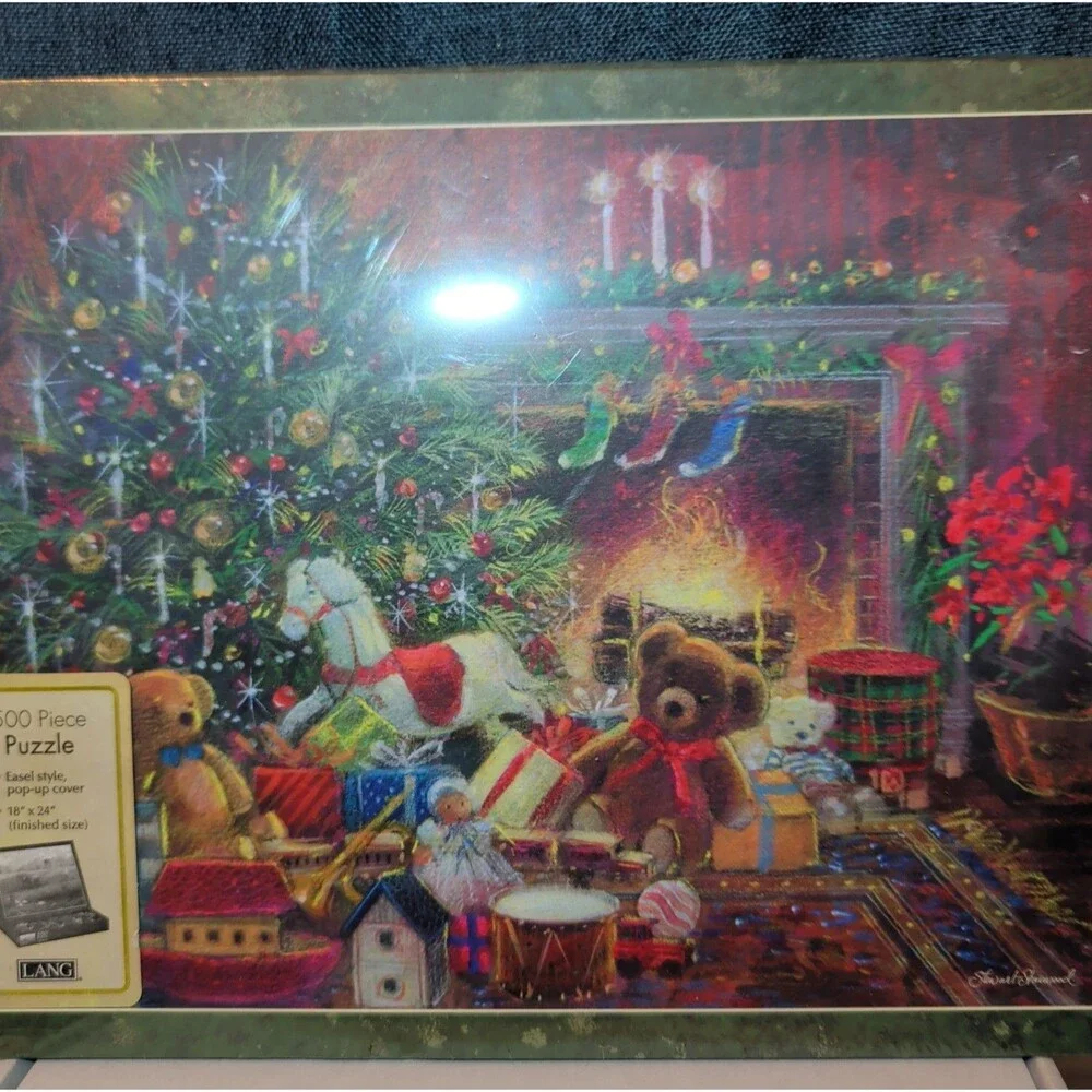 Vintage Lang Christmas Puzzle 500 pc Factory Sealed New Pop Up Easel Box 1982